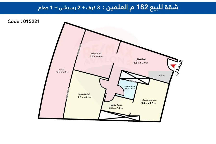 Apartment for sale 182 m new Alamein (City Edge towers )