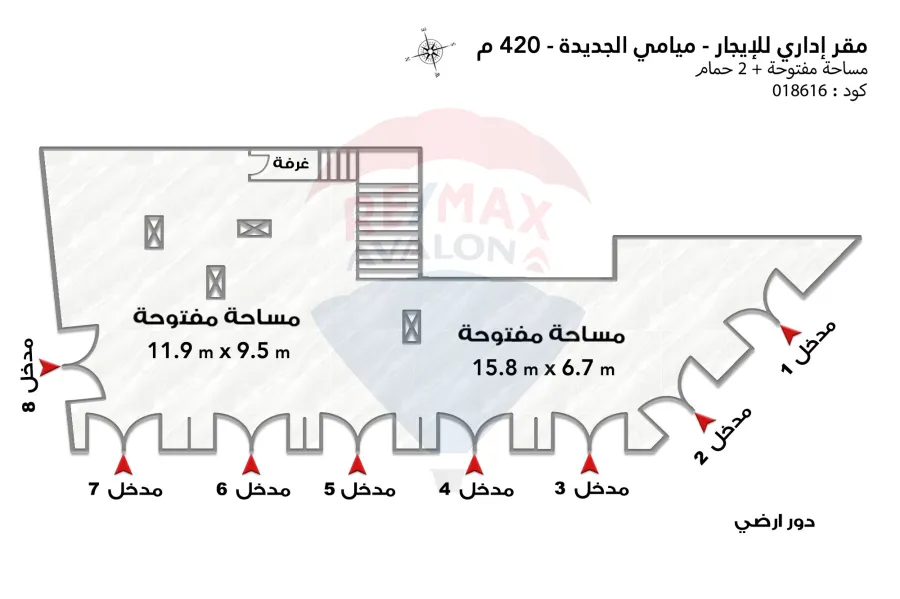 مقر إداري للإيجار 420 م ميامي الجديدة (45 دولي)