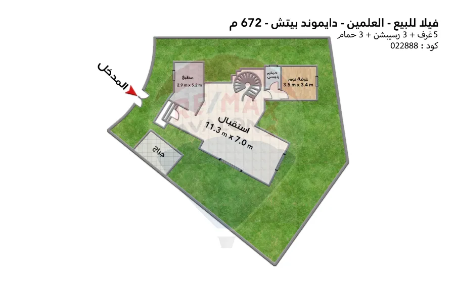 فيلا ستاند الون للبيع (دايموند بيتش - العلمين) 672 م