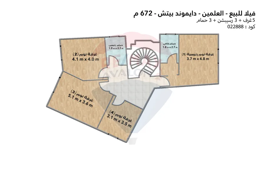 فيلا ستاند الون للبيع (دايموند بيتش - العلمين) 672 م