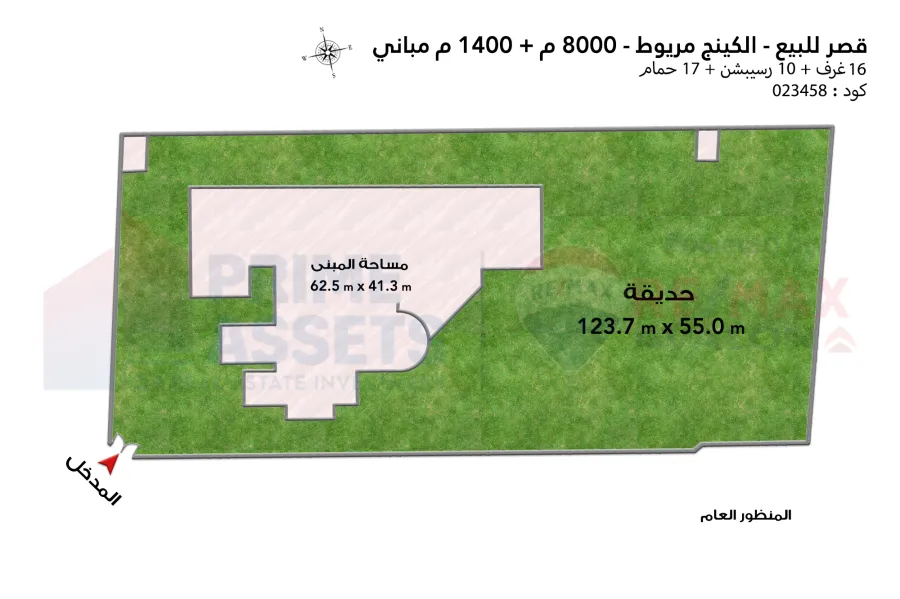 قصر للبيع 8,000 م كينج مريوط (ش قرطبة)