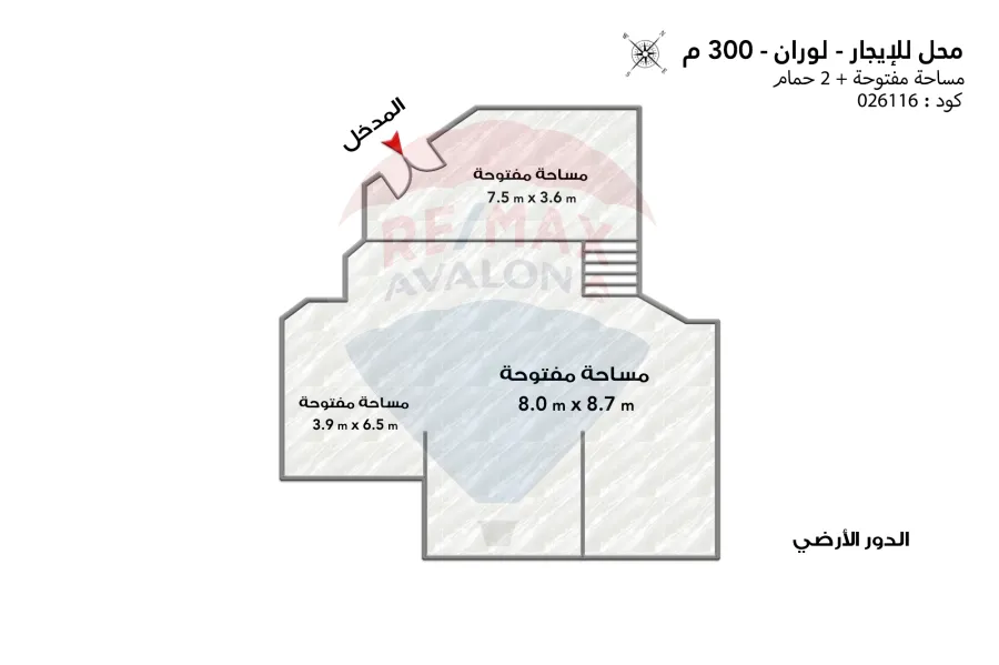 محل للايجار 300 م لوران (ش شعراوي)