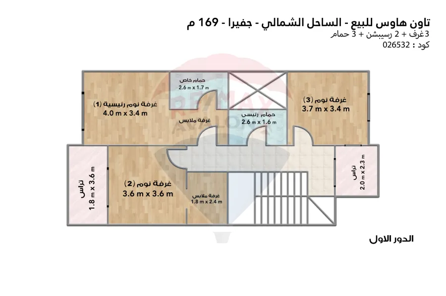 فيلا تاون هاوس للبيع (جيفيرا - رأس الحكمة) 169 م