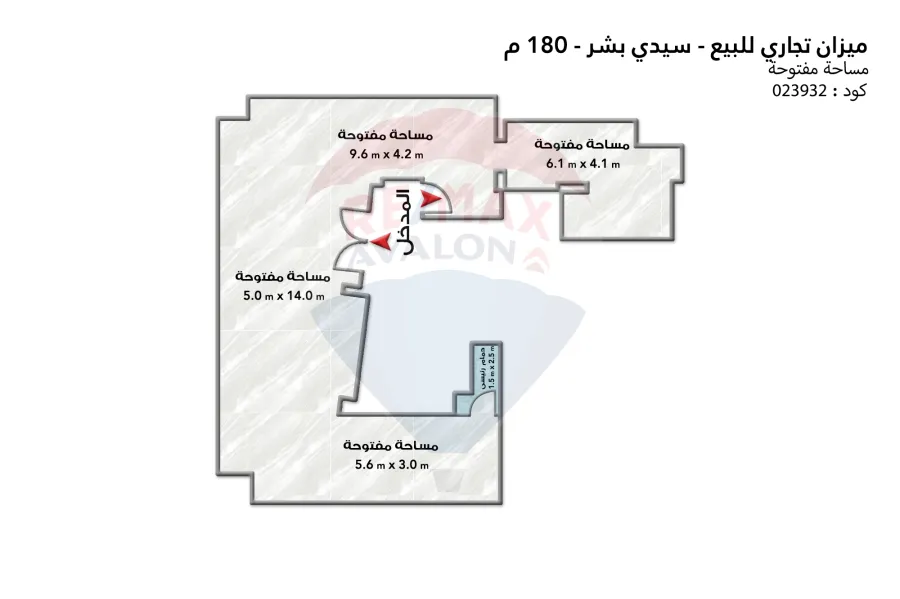 Commercial Mezzan for sale 180 m Sidi Bishr (Khaled Ibn Al-Waleed main st.)