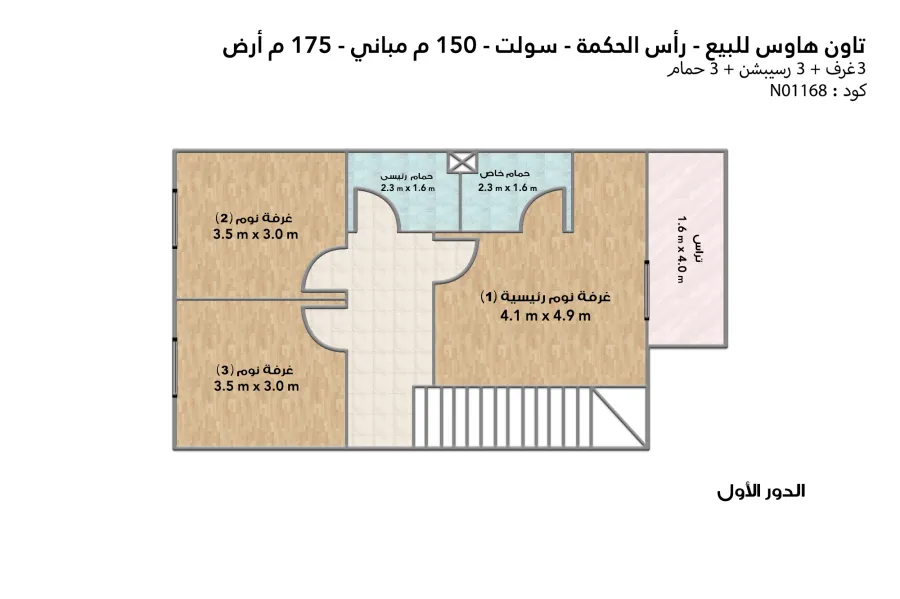 Corner town house for sale (Ras Al-Hikma - Salt Tatweer misr) 175 m