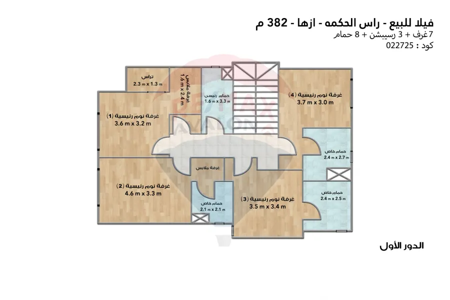 فيلا للبيع (أزها - رأس الحكمه) 382 م