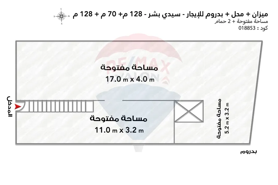 ميزان + محل + بدروم للايجار 326 م سيدي بشر (ش مسجد سيدي بشر)