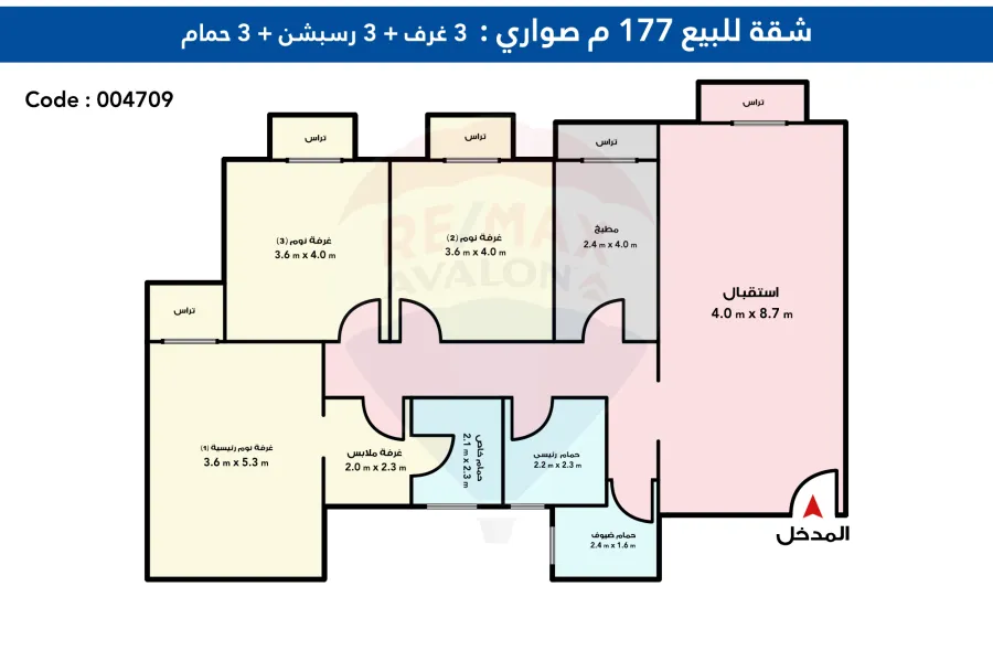 شقة للبيع 177 م صوارى (كمباوند صوارى - خلف كارفور سيتى سنتر )