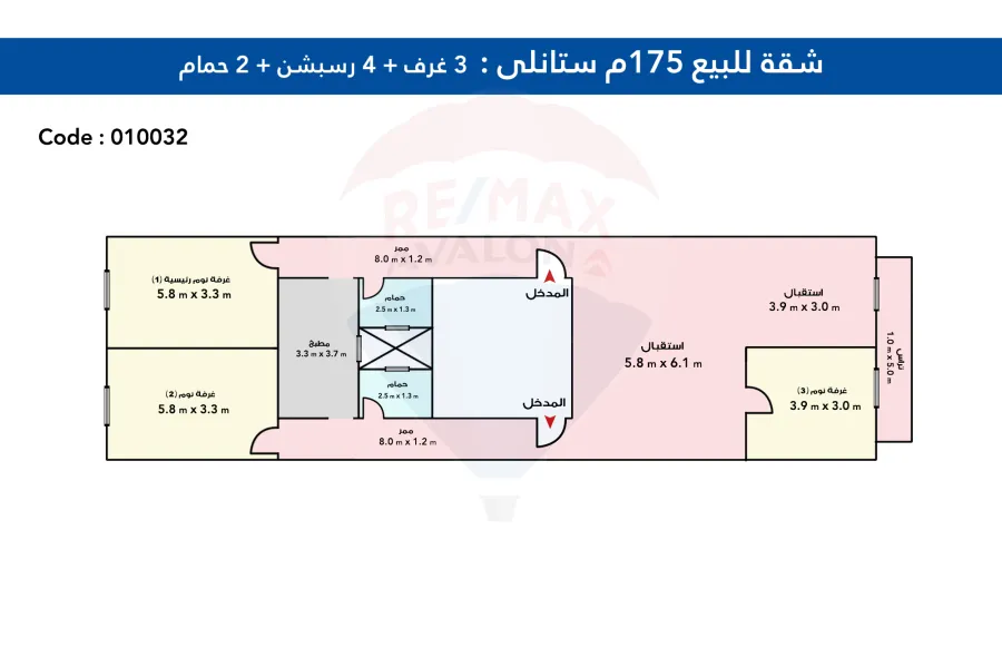 شقة للبيع  175م ستانلي (خطوات من البحر - ڤيو البحر) -