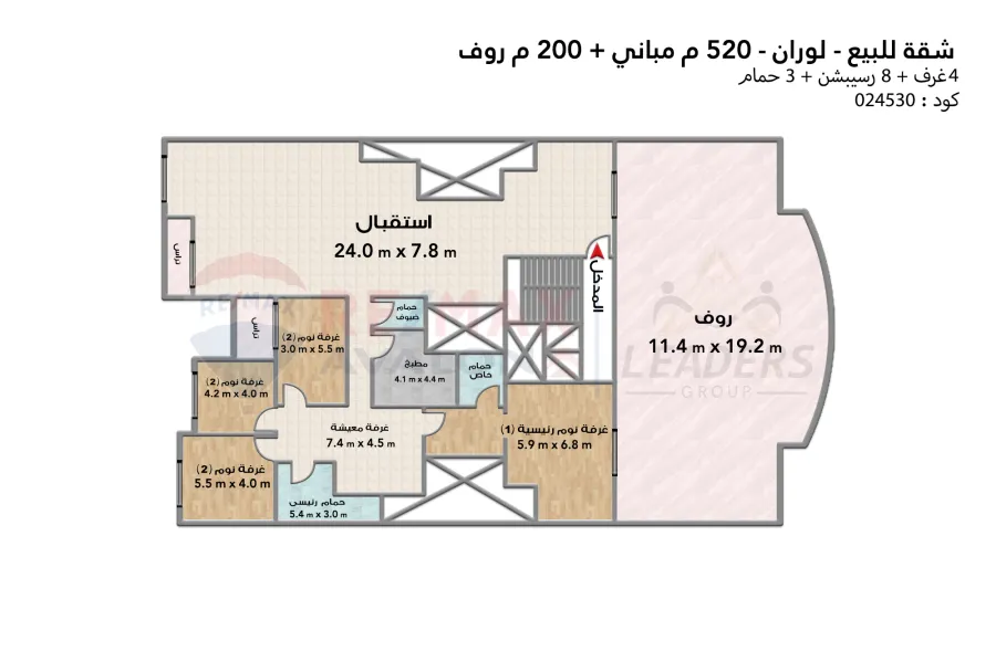 Apartment + roof for sale 720 m Louran (Branched from Abu Qer st)