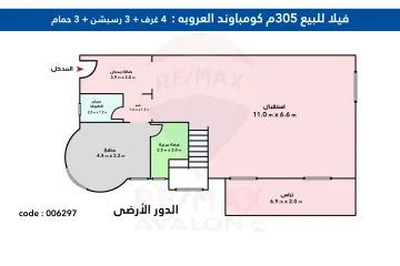 توين هاوس للبيع 305 م كينج مريوط  ( كومباوند العروبة)