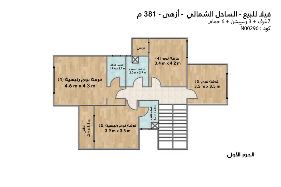 فيلا للبيع الساحل (ازها - رأس الحكمة) 381 م