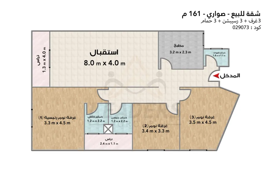 شقة للبيع 161 م صوارى (جرين بيزنس هاب)