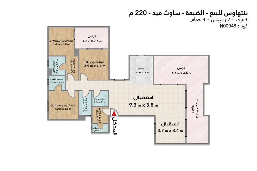 بنتهاوس للبيع (ساوث ميد - الضبعة) 220 م