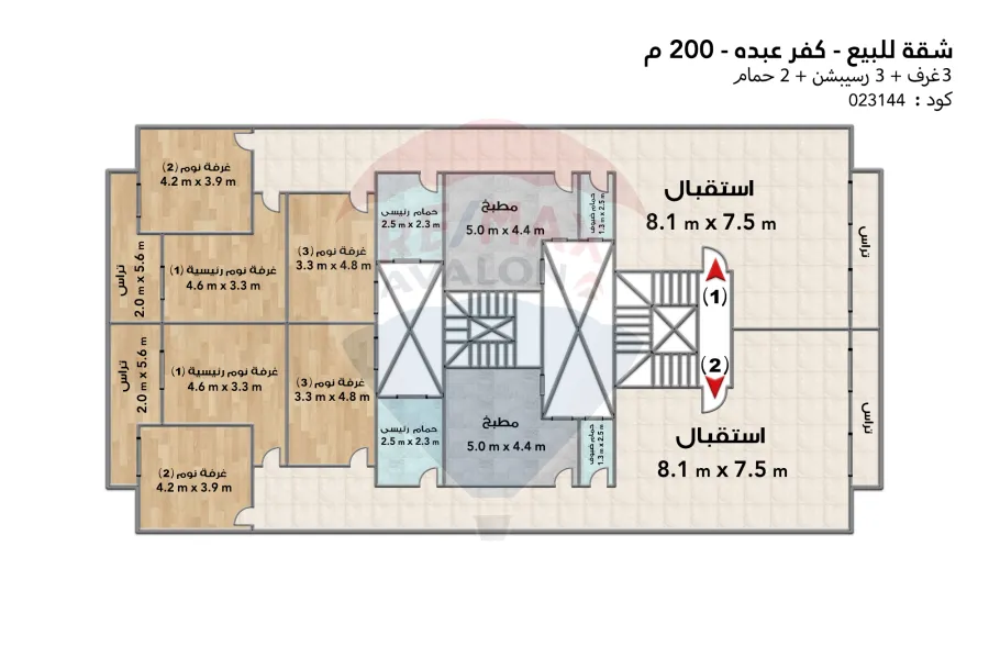 شقة للبيع 200 م كفر عبده (ش عبدالعزيز عجمية)