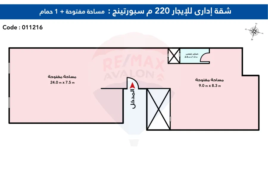 Administrative Apartment for Rent 220m Sporting (Steps from Abu Qir St)