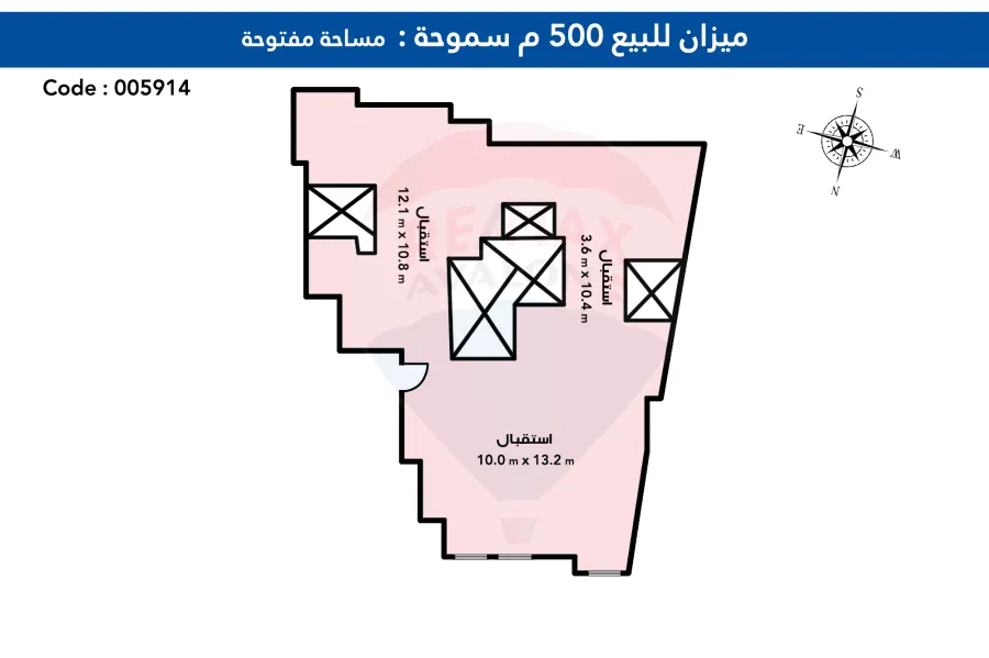 ميزان ادارى للبيع 500 م سموحة ( متفرع من ش فوزى معاذ )