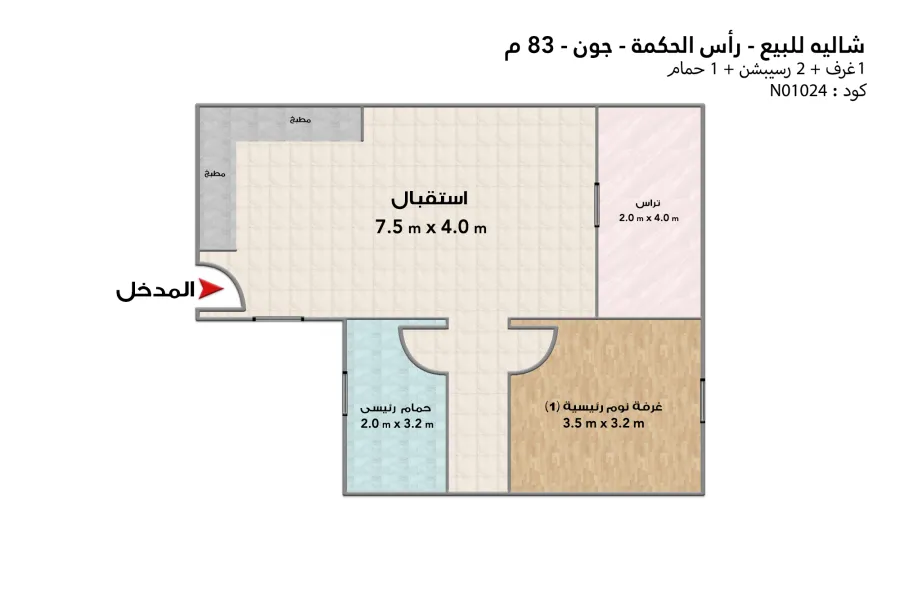 شاليه أرضي بجاردن للبيع (June sodic- رأس الحكمة) 83 م