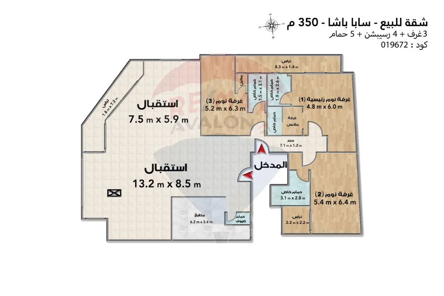 شقة للبيع 350 م  سابا باشا (على البحر مباشرة)