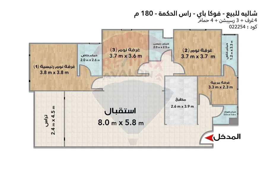 شاليه للبيع الساحل (فوكا باي - رأس الحكمة) 180 م