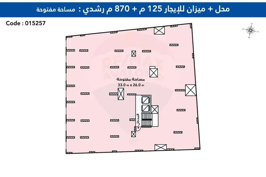 Commercial Flat for rent 995 m (125m Ground+ 870m Mizzan)- Rushdy (Ahmed Shawki St.- Directly on the tram)