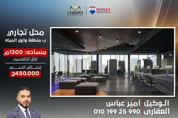 محل تجاري للايجار 1,300 م وابور المياة (ش جلال الدين الدسوقي)