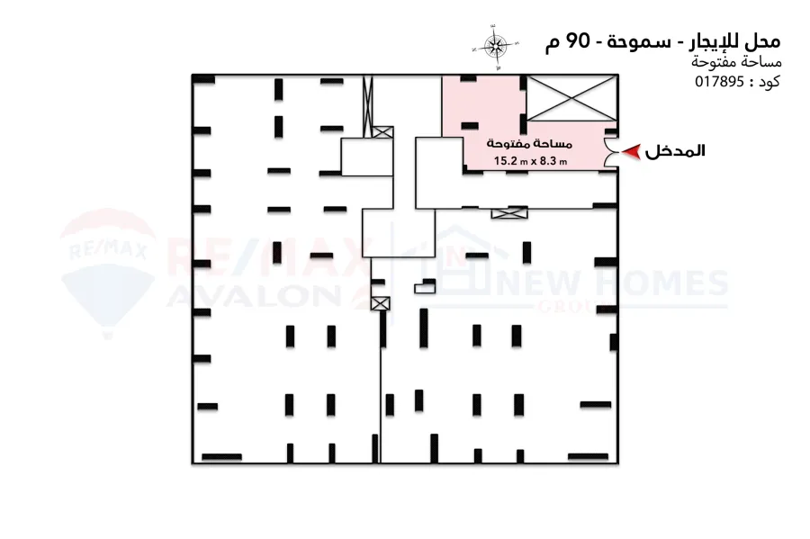 محل تجاري للإيجار 90 م سموحة ( ش النقل والهندسة )