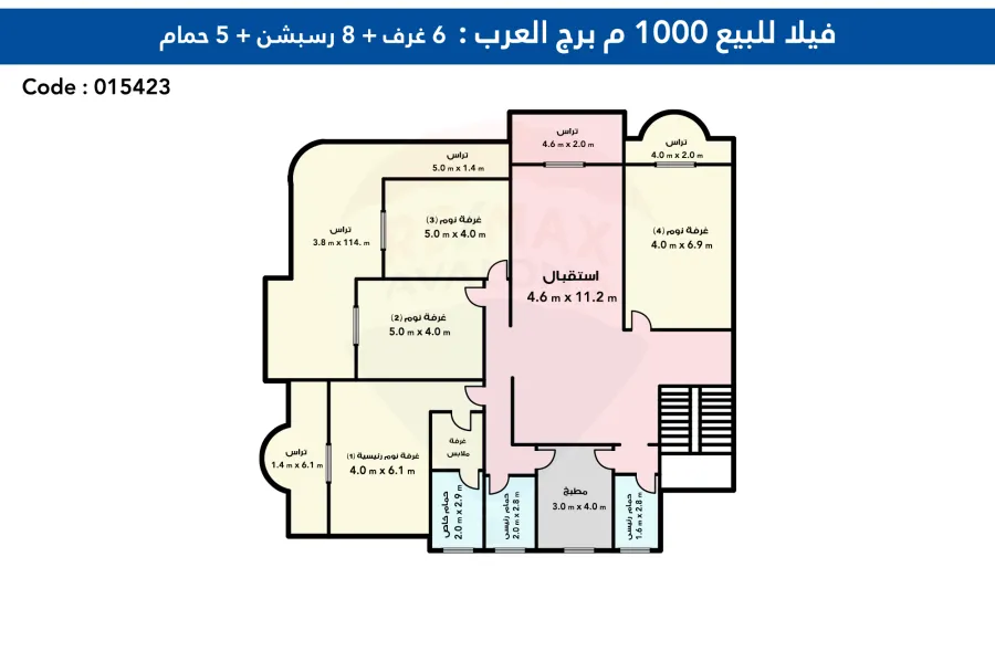 فيلا للبيع 1000 م برج العرب (الحى الأول)