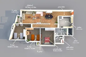 شقة للبيع 166 م سموحة (كومباوند ايست تاور - ش الريادة)