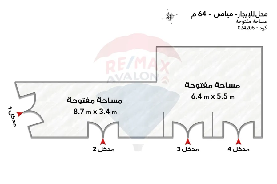 Shop for rent 64 m Miami (Gamal Abdel Nasser main)
