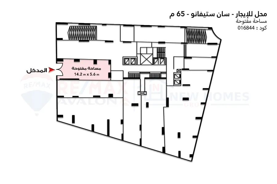 محل تجاري للإيجار 65 م سان ستيفانو ( على الترام )