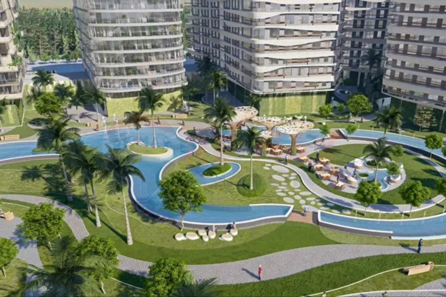 شقة للبيع 87 م سموحة ( كومباوند العروبة - سكاي لاين )