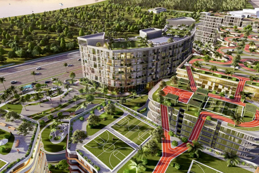 شقة للبيع 87 م سموحة ( كومباوند العروبة - سكاي لاين )