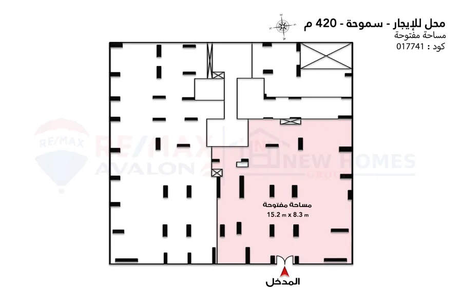 محل تجاري للإيجار 420 م سموحة ( ش النقل والهندسة )