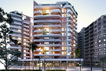 شقة للبيع 199م المعمورة الشاطئ ( مشروع فالورى المعمورة - فيو الشارع الرئيسي - وحدات خاصة )