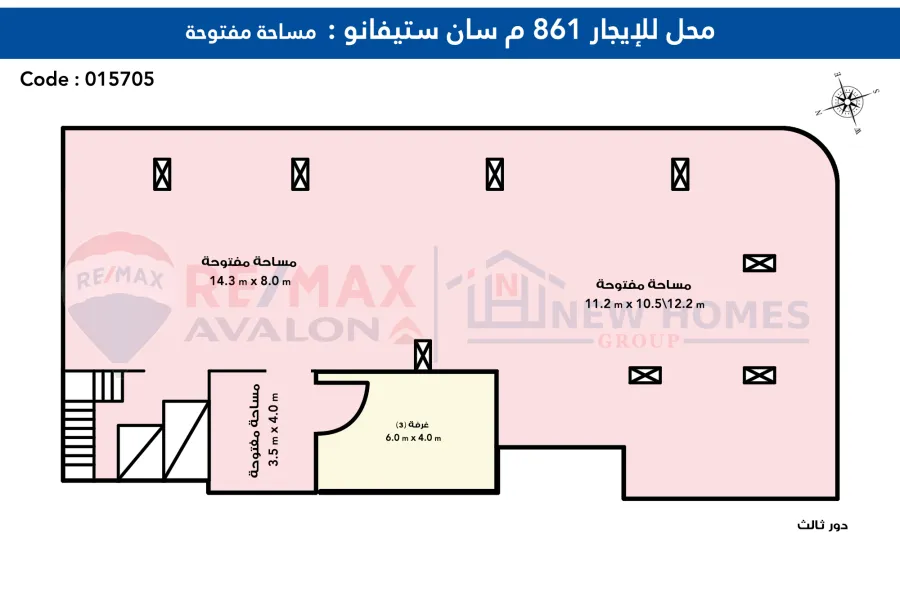 محل للإيجار 861 م سان ستيفانو (أمام الفور سيزون مباشرة) - محل ناصية