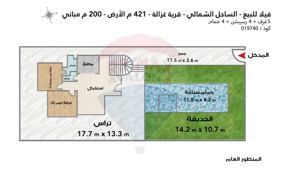 فيلا للبيع الساحل  (قرية غزاله) 421 م