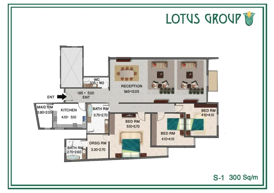 Apartment For Sale 300m Smouha (Lotus Tower - Fawzi Moaz St.)