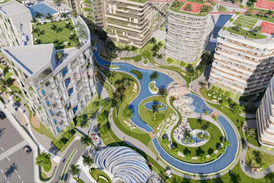 شقة للبيع 87 م سموحة ( كومباوند العروبة - سكاي لاين )