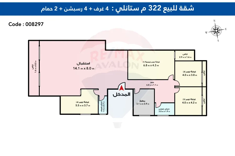 شقه للبيع 322 م  ستانلي (علي البحر مباشرة)
