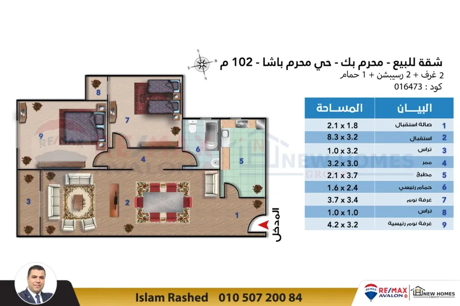 Apartment for sale 102 m Muharram Bey (Muharram Pasha neighborhood)
