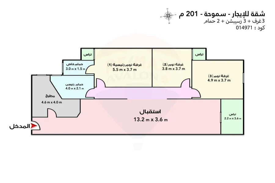 Apartment for rent 201 m Smouha ( Continental Kasr el salam)