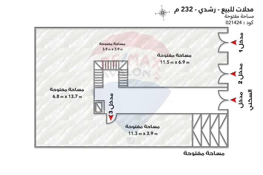 محل للبيع 232 م رشدي (شارع رشدي باشا)