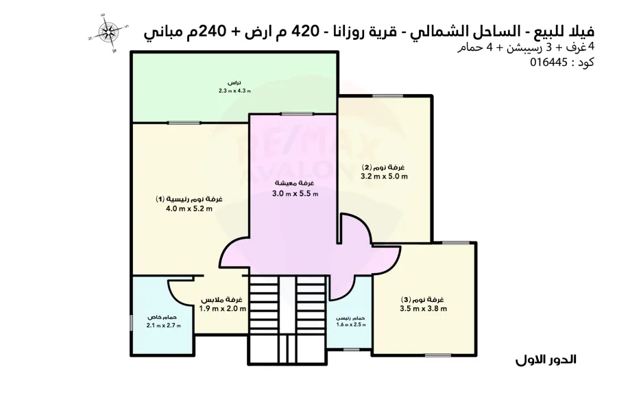 فيلا للبيع الساحل (روزانا) 420م