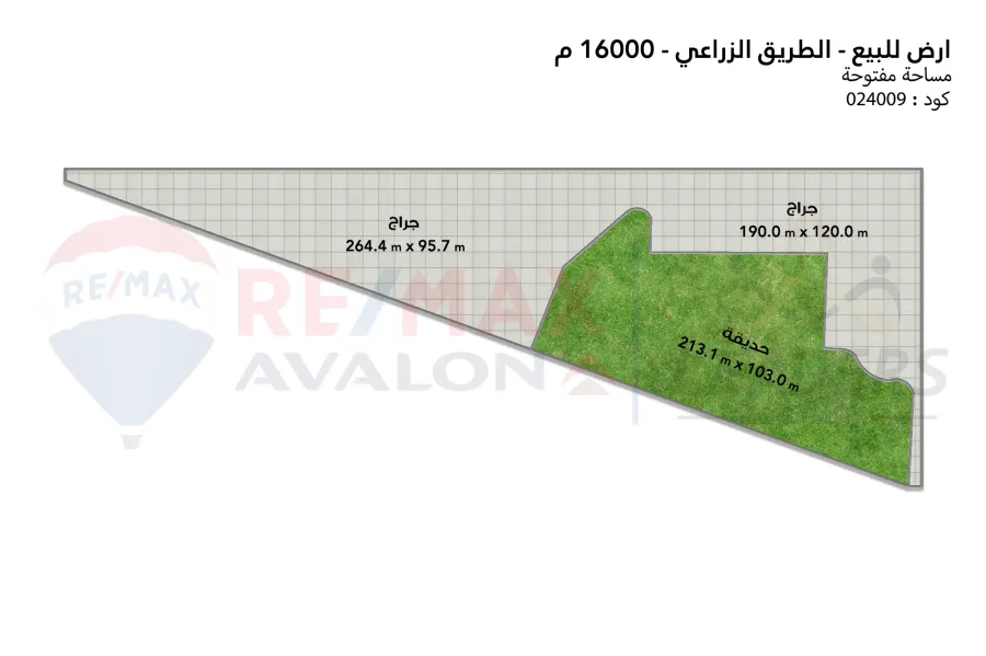 Commercial land for sale 16,000 in Alexandria (intersection of the international road with the agricultural road)