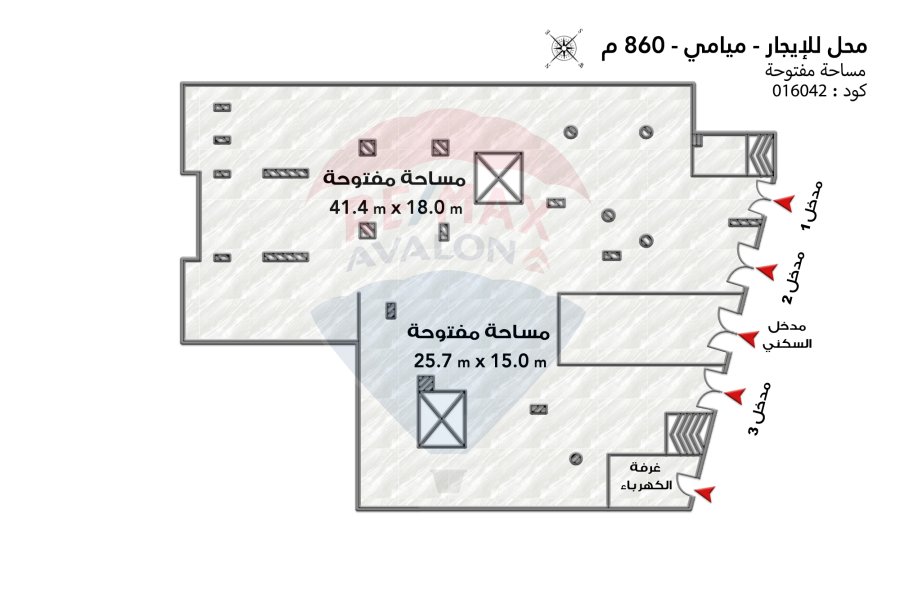 محل للإيجار 860 م ميامي (علي البحر مباشرة)