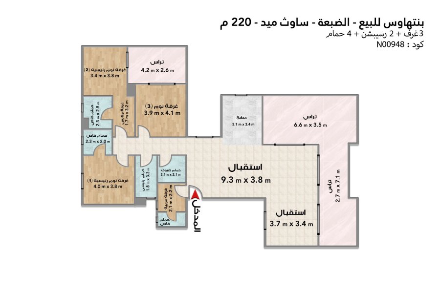 Penthouse for sale (South Mid - El Dabaa) 220 m