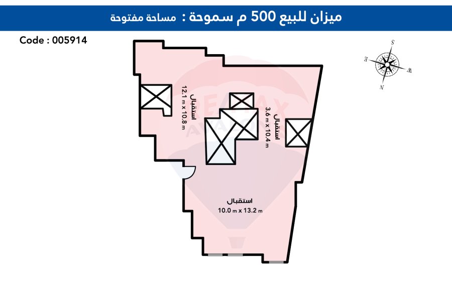 ميزان ادارى للبيع 500 م سموحة ( متفرع من ش فوزى معاذ )