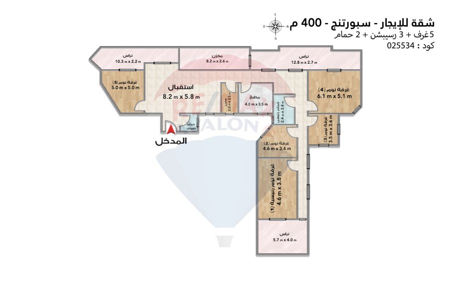 شقة للايجار 400 م سبورتنج (ش بورسعيد)
