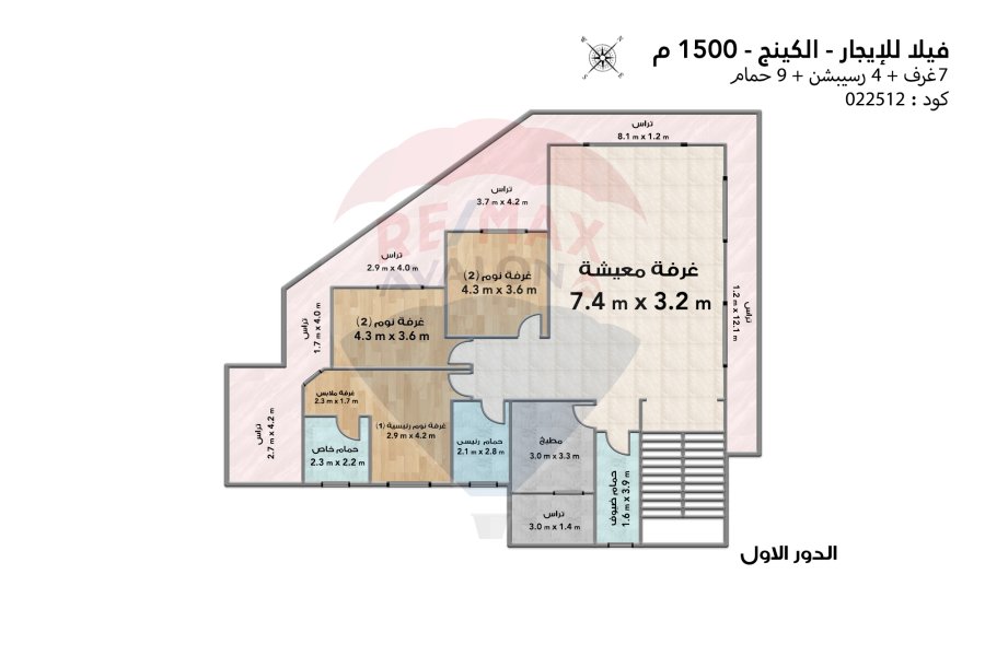 فيلا للإيجار المفروش الكينج مريوط (طريق كارفور أمام كينج رانش) 1,500 م